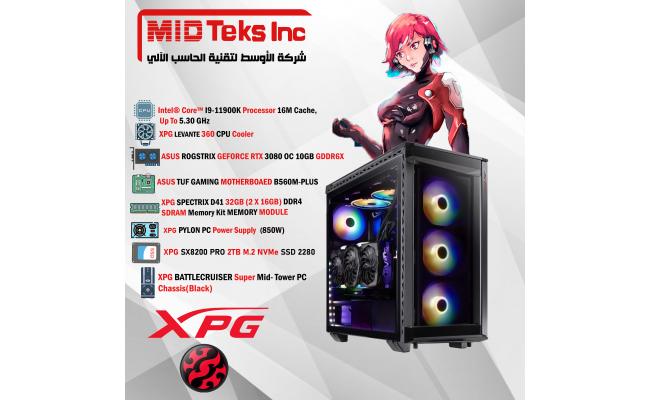 Gaming Desktop (MID-34) , CPU INTEL I9-11900K, DDR4 /32GB ,SSD 2TB , RTX 3080,ASUS MB B560M,XPG CORE REACTOR (850W),XPG BATTLECRUISER Chassis(BLACK)